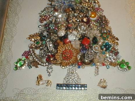Close-up of Bottom of Jewelry Tree: Showcasing the layered effect of the jewelry for added dimension and visual appeal.