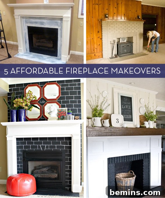 A collection of diverse fireplace designs showcasing makeover potential.