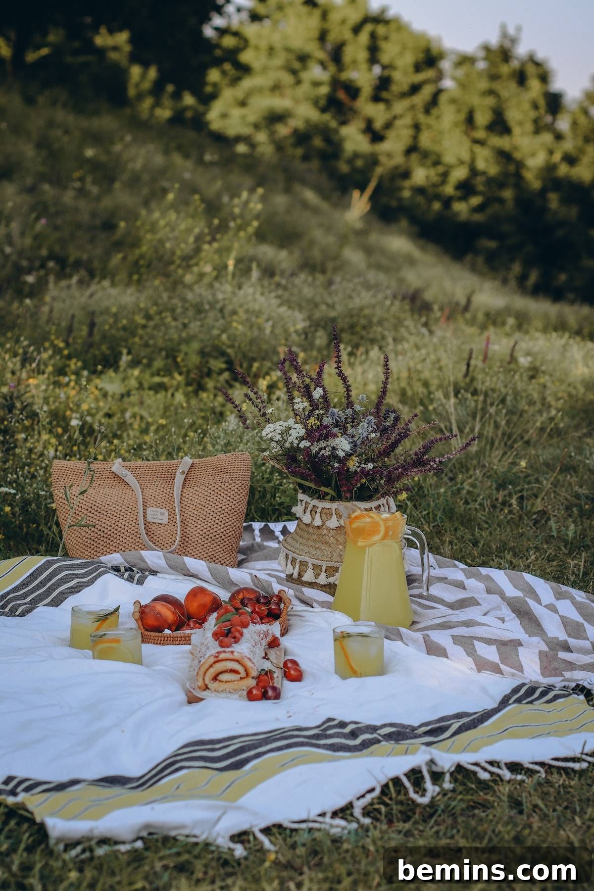 Hilarious Outdoor Games for Grown-Ups: Camping and Beyond 10 A picnic blanket with various food items, creating a relaxed and inviting atmosphere for a picnic game.