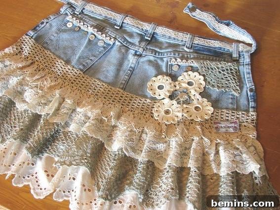 Seven Shades of Denim: Upcycled Jean Aprons 4 Denim apron inspired by firefighter gear.