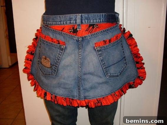 Seven Shades of Denim: Upcycled Jean Aprons 6 Apron made from the backside of a pair of jeans with pockets.