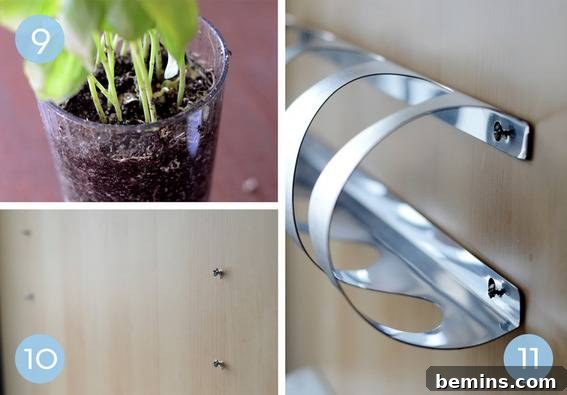 IKEA Herb Garden Hack: Grow Your Own Indoors 6 Mounting the IKEA Vurm horizontally on the wall.