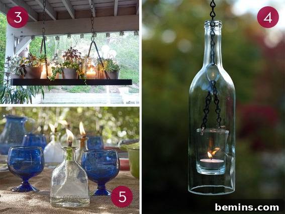 Light Up Your Life: 8 DIY Outdoor Lighting Ideas 4 Candles made with bottles and shot glasses