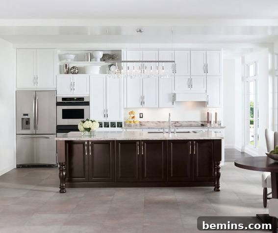 A black and white modern kitchen.
