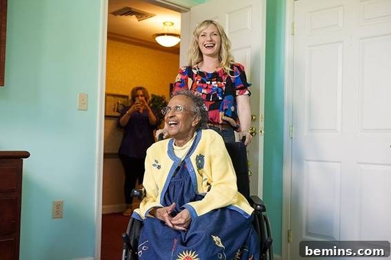 Senior citizens smiling, showcasing the joy and contentment that thoughtful design can bring to their living spaces.