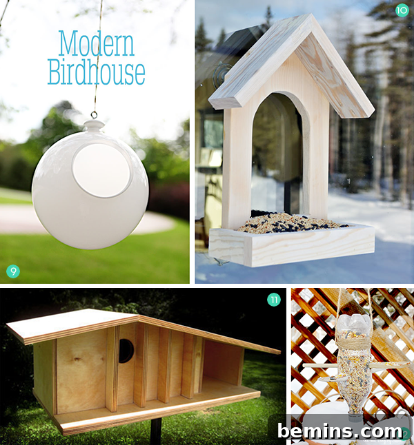 Different types of modern birdhouses