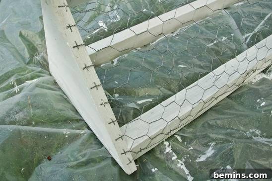 Secure the sides of the chicken wire to the frame.