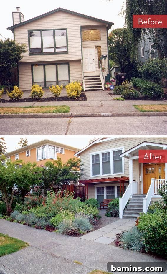 A Seattle home with an informal front yard makeover, enhancing curb appeal.
