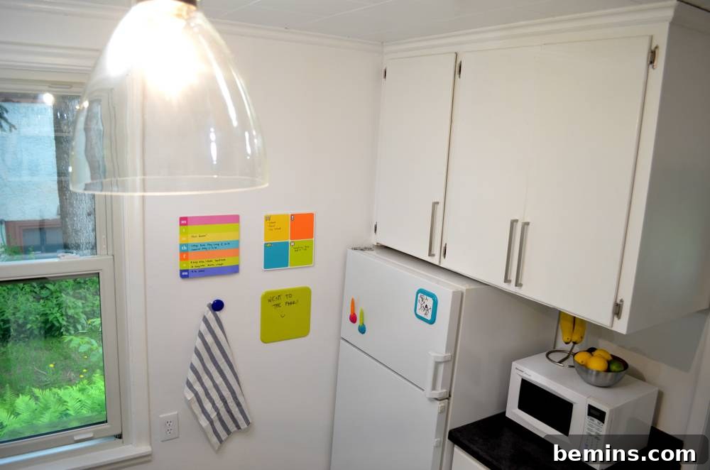 After: The refrigerator positioned on the left, creating more space.