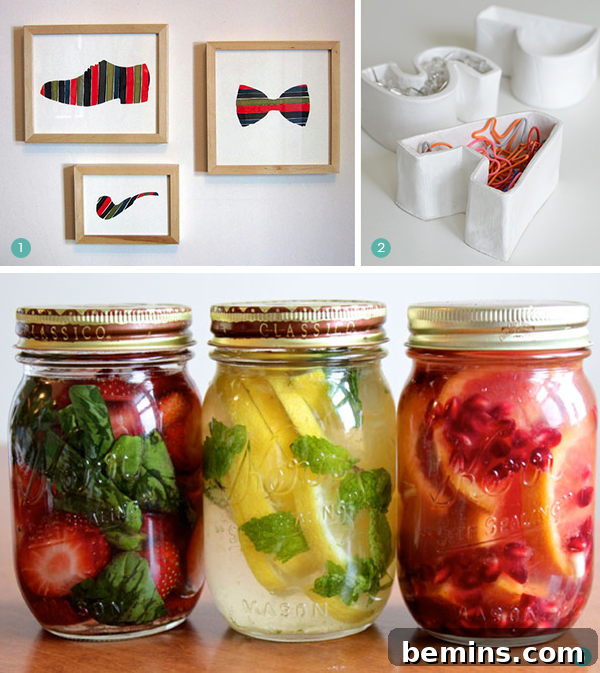 Dad's DIY Delights: 25 Handmade Gifts He'll Actually Love 3 Mason jars with herbs, fruit, and liquid