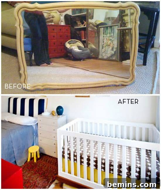 White nursery before and after