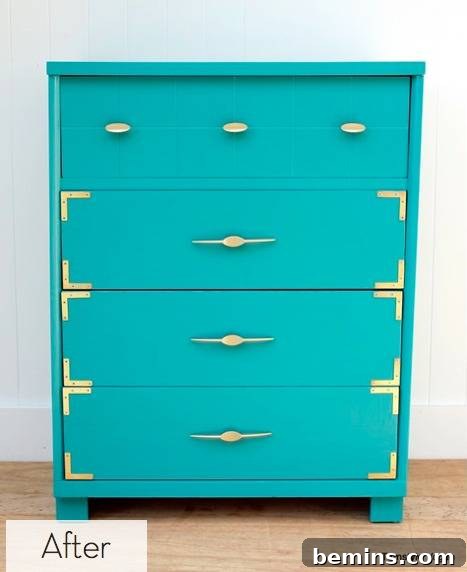 Blue Dresser with Yellow Trim: A Campaign Style Transformation