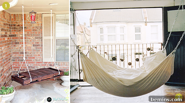 Crafting Your Own Outdoor Oasis: 9 Swing & Hammock Projects 3 A wooden seat hanging from the ceiling by ropes, showcasing a modern swing design