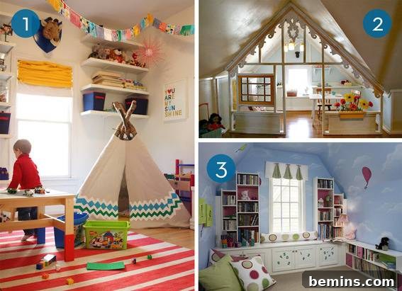 A colorful kids' playroom featuring books, an art area, and various toys designed to stimulate creativity.