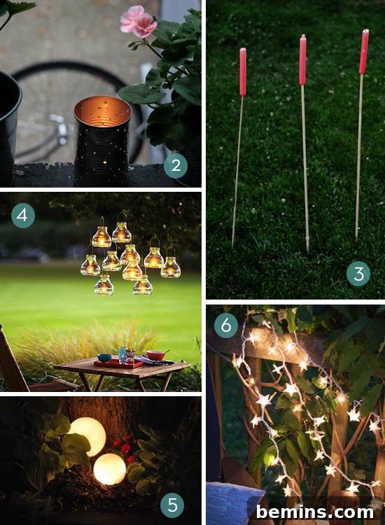 DIY tin can lanterns and outdoor candle lighting ideas for a cozy backyard ambiance.