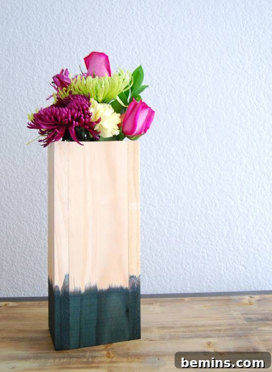 "Colorful Dip-Dyed Wooden Vases"