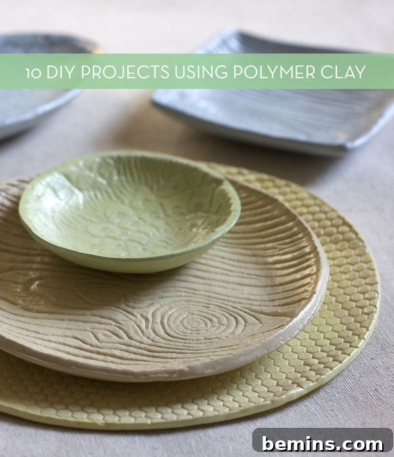 Top 10 Polymer Clay Project Ideas 2 Plates and bowls are stacked on top of each other.