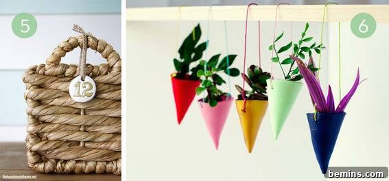 Top 10 Polymer Clay Project Ideas 5 A wicker basket with a handle and hanging conical plant pots have a similar style.