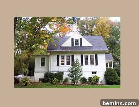 A white colonial home partially obscured by lush bushes, representing the before stage of a renovation focused on enhancing curb appeal and creating a more inviting entrance