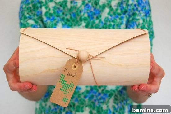 "Wood Veneer Box with Tag on it to Gift"