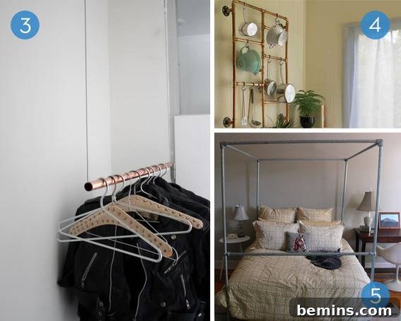 Floating Coat Rack Made from Plumbing Pipe