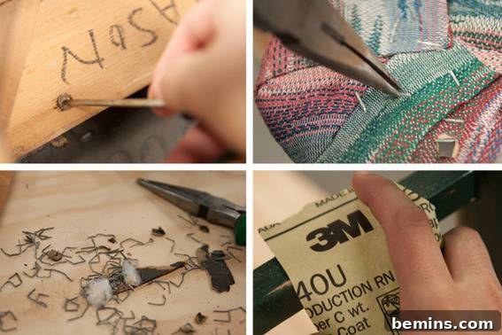 Several ways to take and old chair and make it look new again. Showing tools and materials.