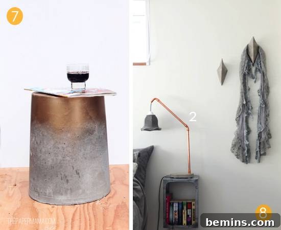 A collection of diverse DIY concrete projects, showcasing the material's versatility and creative potential.