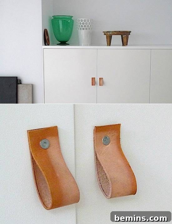 Leathercraft Dreams: 11 DIY Projects to Ignite Your Creativity 6 Two leather straps attached to a white wall.