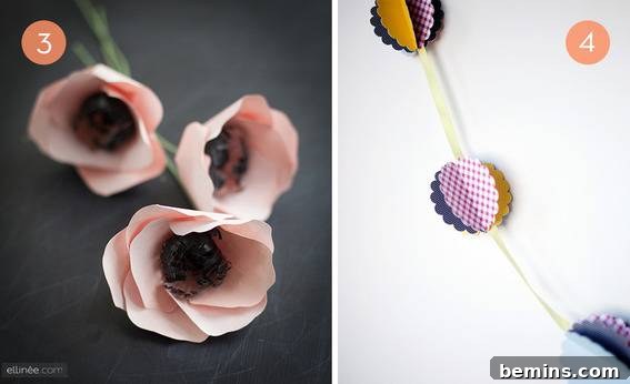 Arrangement of colorful paper anemone flowers in a vase.