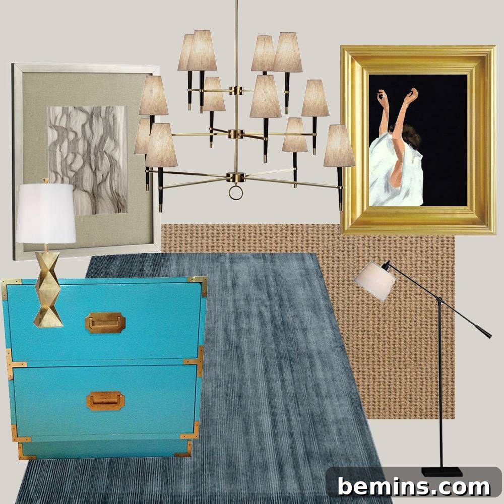 Lamps and decorative items displayed together, offering a sneak peek of the master bedroom's sophisticated decor.