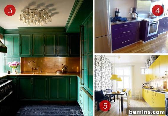 A luxurious green and gold kitchen designed for Cameron Diaz, showcasing elegance and style.