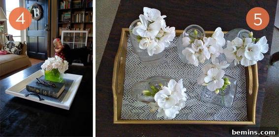 Crafty Creations: 10 DIY Serving Tray Ideas to Elevate Your Home 4 A selection of DIY table serving tray ideas, showcasing various decorative styles and uses.