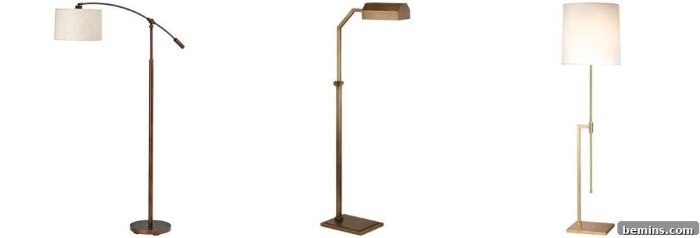 Three skinny brown lamps.