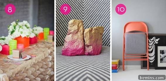 Three pink designs that involve sculptures of different objects.