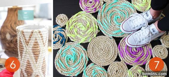 A collection of creative DIY ideas showcasing various uses for strings and ropes.