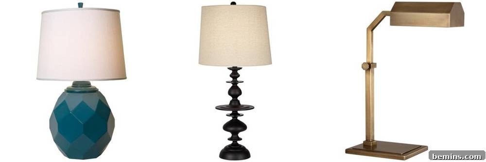Selection of table lamps for the sunroom.