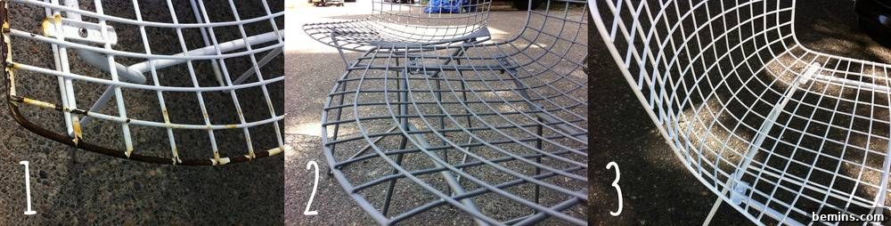 Restoring Bertoia chairs for the sunroom.