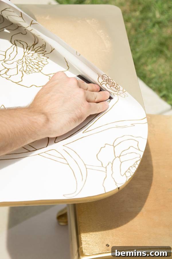 Patterned Makeover of an Old Furniture Colorful with Wallpaper