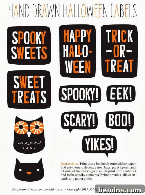 Free Hand Drawn Halloween Labels