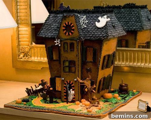 Large gingerbread house for Halloween.