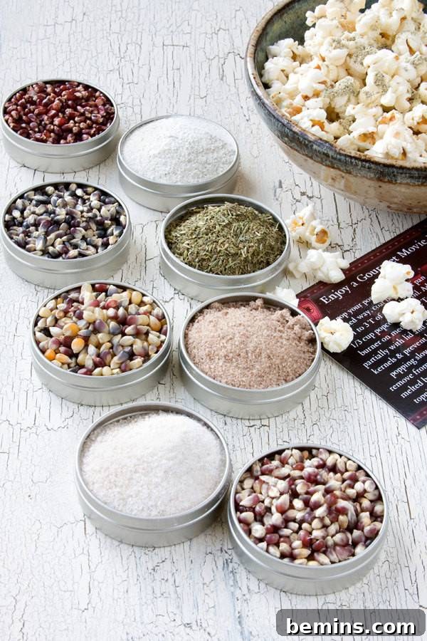 The Ultimate Gift List for Him: 12 Unique Handmade Presents 5 A bowl of popcorn with various other ingredients in small metal bowls.