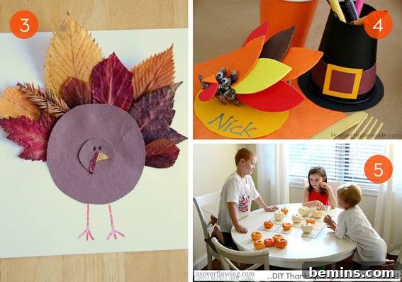 Thanksgiving craft ideas using colorful paper for kids.