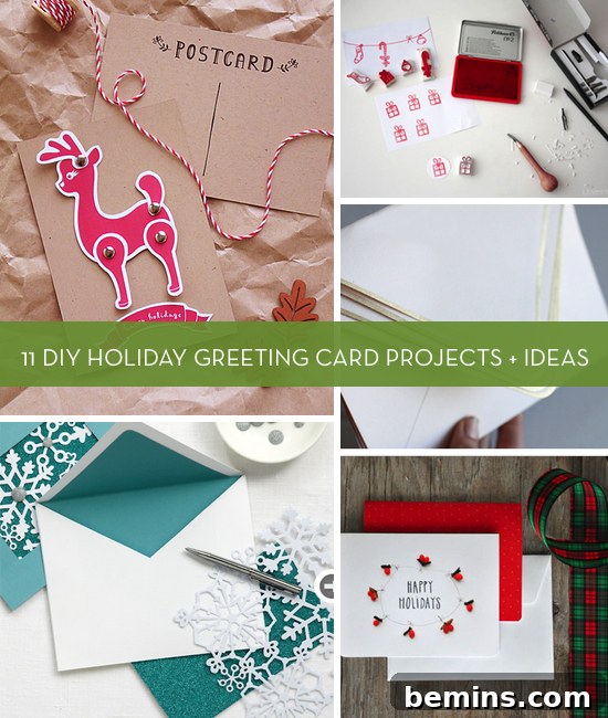 Creative Christmas Card Crafts: 11 DIY Ideas 2 A variety of unique and handmade holiday crafts displayed on a table, showcasing different styles and materials.