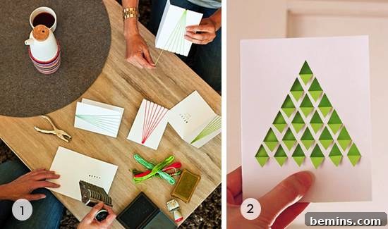 Creative Christmas Card Crafts: 11 DIY Ideas 3 Hands crafting handmade Christmas cards, demonstrating the process of creating personalized holiday greetings.