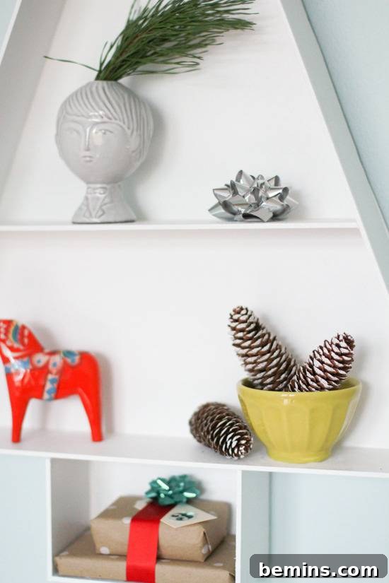 "A Simple and Modern Wooden Christmas Tree Display Shelf"