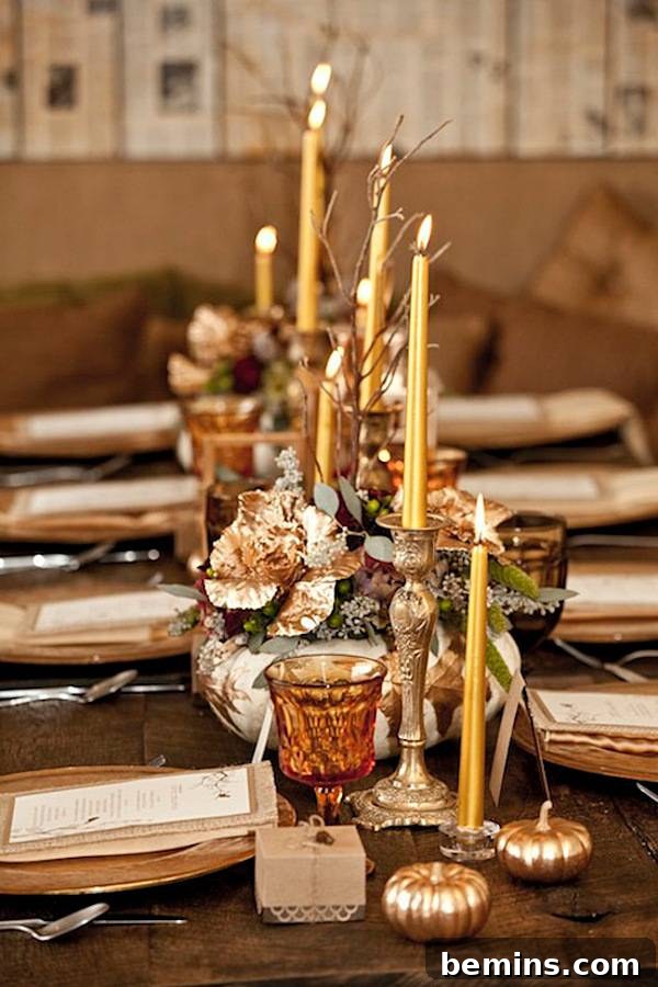 Copper and Gold Thanksgiving Tablescape Ideas