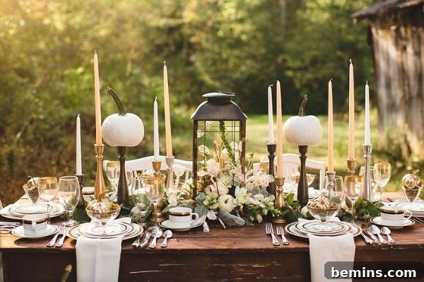 Gold Outdoor Thanksgiving Tablescape Ideas