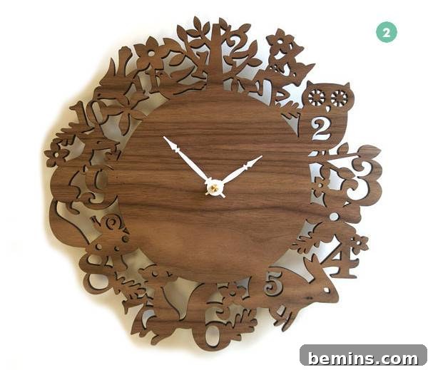 Time is displayed on a wooden clock