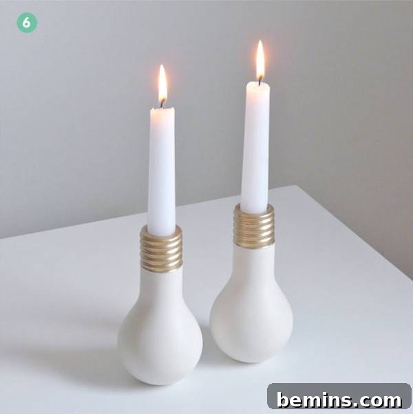 Lit candles on the bulbs