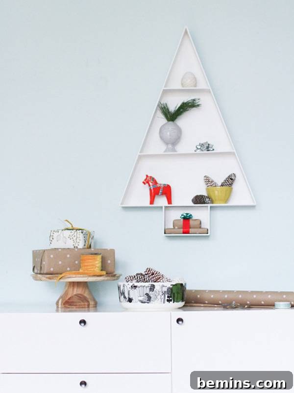 Creative Christmas: 10 Unique Tabletop Tree Alternatives 8 Shelf shaped like a christmas tree.